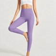 thumbnail image 4 of Ovbmpzd Ladies Yoga Pants for Women Slim-Leg Petite Purple Leggings Casual High Waist Long Leggings,M, 4 of 6