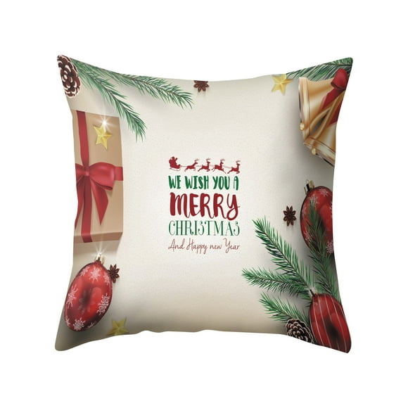 jovati Merry Christmas Pillow Covers Cotton Pillow Case Linen Cushion Cover Merry Christmas Home Decoration
