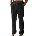 thumbnail image 2 of Solid Color Men Straight-Legs Casual Pants Male Drawstring Long Pants, 2 of 5