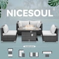 thumbnail image 6 of RADIATA 5 Pcs High Back Extra Large Size PE Rattan Outdoor Patio Furniture with Propane Fire Pit Table Color Light Gray, 6 of 12