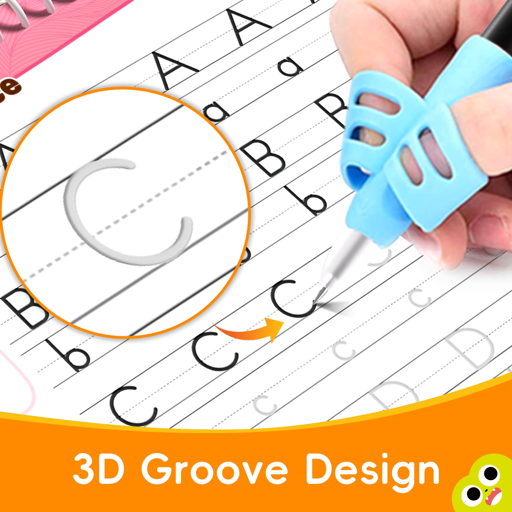 Magic Grooved Writing Practice, Large Grooved Handwriting Books Practice for Kids , Preschool Learning Activities, Tracing Books for Kids Ages 3-5, Preschool Workbook, Reusable Write Number Letter