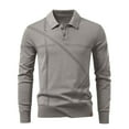 thumbnail image 2 of Handshe Men's Long Sleeve Sweater, Turn-Down Collar with Solid Color and Subtle Print, Business Casual Knitwear for Office and Daily Wear, 2 of 9