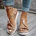 thumbnail image 2 of Rokment Beach Glitter Rhinestones Platform Wedge Dressy Sandals for Women Bridal Boho Breathable Comfortable Linen Sole Espadrilles Chunky High Heel Slingback Summer Shoes White Size 9.5, 2 of 5