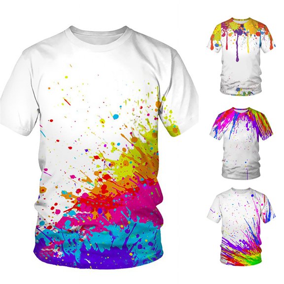 WERYOUNG Mens T-Shirts Tie Dye Printed Short Sleeve Crewneck T Shirts Casual Summer Graphics Tees Versatile Top L