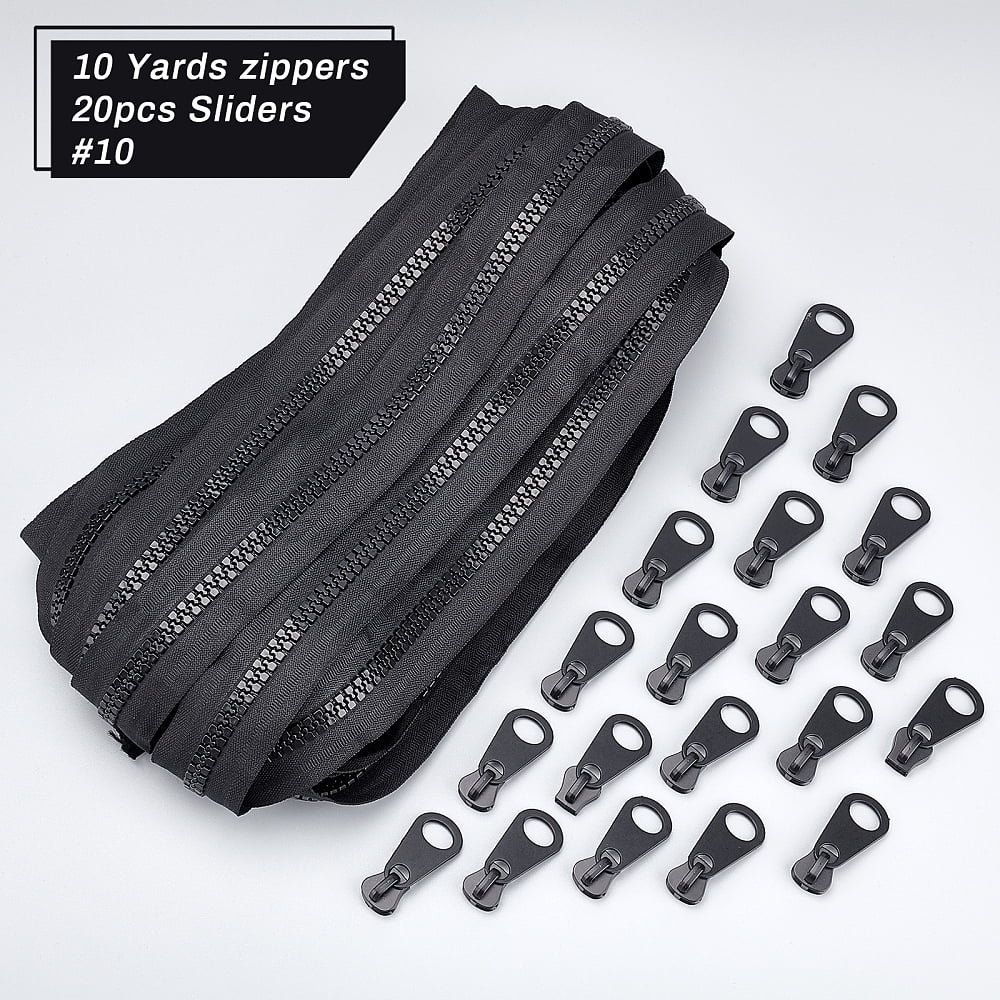 Nylon Closed-end Zipper and Resin Zipper Sliders Zipper Head Black 47x18mm