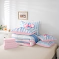 thumbnail image 6 of Homewish Girl Lovely Bowknot 7 Pieces Bedding Comforter Set,Blue Striped Lines Full Bedding Set,Princess Cartoon Bowtie Fitted Sheet Flat Sheet For Kids,Ultra Soft Home Decor Reversible, 6 of 8