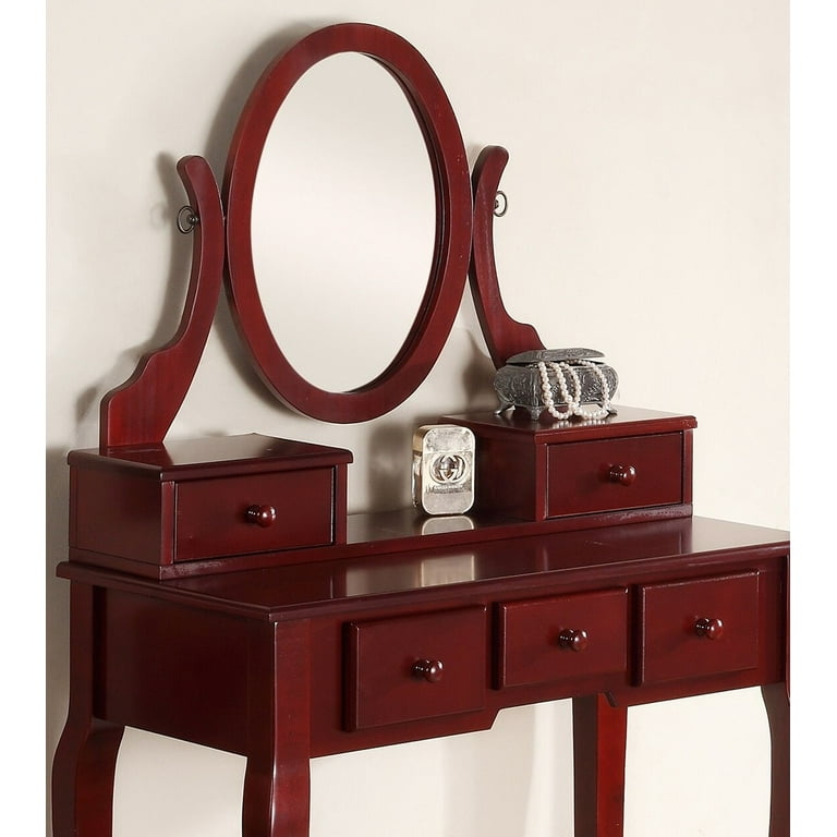 Zeke wood makeup vanity on sale set with mirror