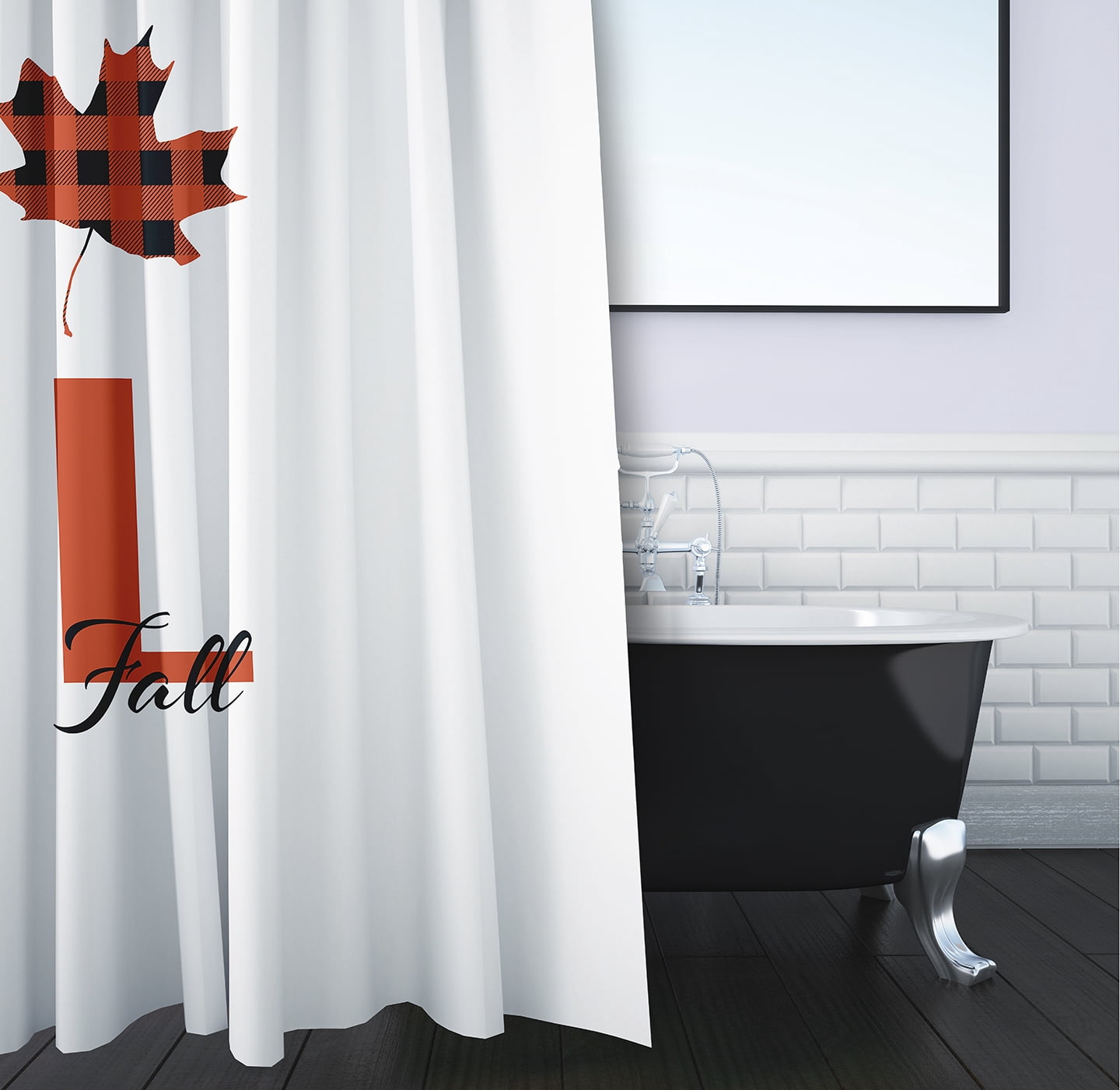 Simply Daisy 70" W x 73" L Sweet Fall Polyester Shower Curtain, Harvest Orange [1 Ct]