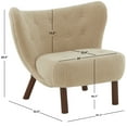 thumbnail image 3 of SAFAVIEH Couture Gabriel Modern Faux Lamb Wool Solid Wingback Chair, Tan/Dark Brown, 3 of 9