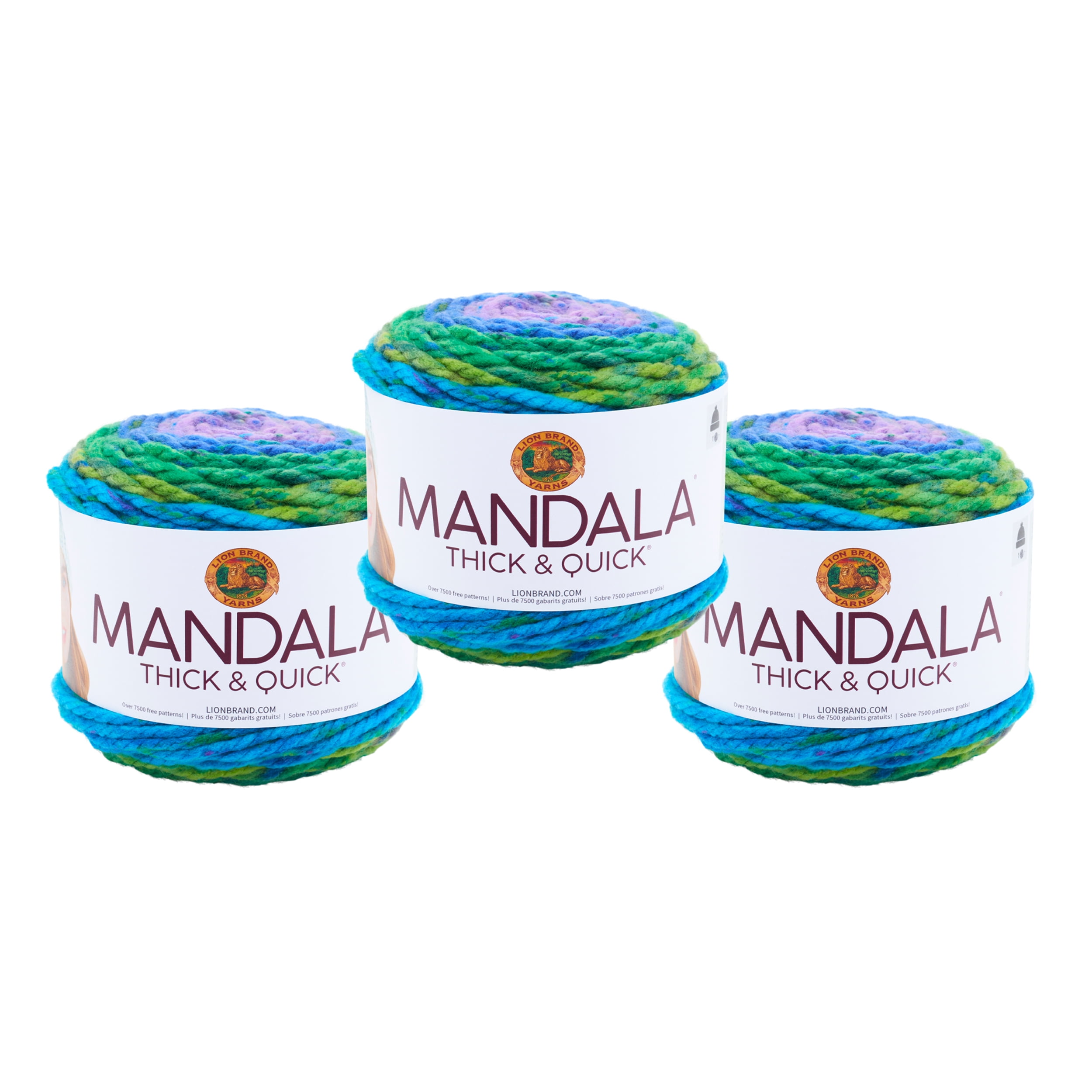 Lion Brand Yarn Mandala Thick & Quick Tidal SelfStriping Super Bulky