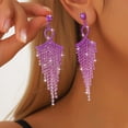 thumbnail image 6 of Sunyuer Rhinestone Earrings for women,Long Earrings Dangle Dangling Bling Earring Crystal Rhinestone Statement Drop Tassels rhombus Earrings for Prom Fashion Jewelry, 6 of 7