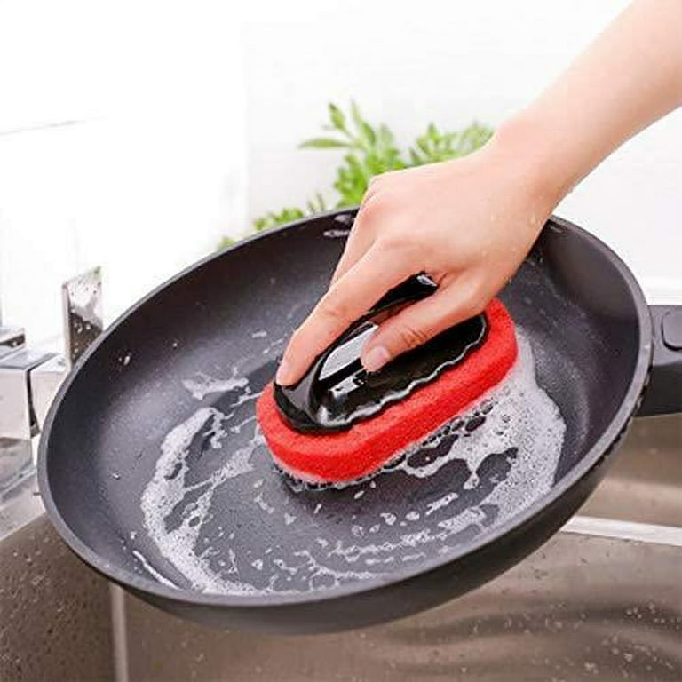 Cleaning Brush ,Bathroom Cleaning Sponge, Cleaning Sponge for Kitchen Bathtub  Bath Toilet Wall Floor Tile Scrub Brush with Handle 