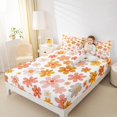 thumbnail image 4 of Homewish Watercolor Floral Twin Sheet Sets,Cute Daisy Flower Twin Fitted Sheet,White Orange Flat Sheet For Girls Teens,Luxury Bedroom Decor,3 Pieces, 4 of 7