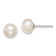 thumbnail image 4 of 925 Sterling Silver 8-9mm White FW Cultured Button Pearl Stud Earrings, 4 of 5