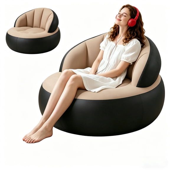Liwantech Inflatable Deck Chair with Air Pump, Portable Inflatable Couch Air Sofa Comfortable, Ergonomic Curved PVC Couch for Outdoor and Living Room, Camping, Gaming