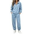 thumbnail image 2 of JOANKDMI Sweatsuit for Women 2 Piece Outfits Full Zip Up Jacket and Cuffed Joggers Pants Set Casual Athletic Lounge Tracksuits with Pockets Fall Winter Workout Wear, 2 of 8