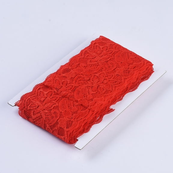 Elastic Lace Trim Lace Ribbon For Sewing Decoration Red 80mm