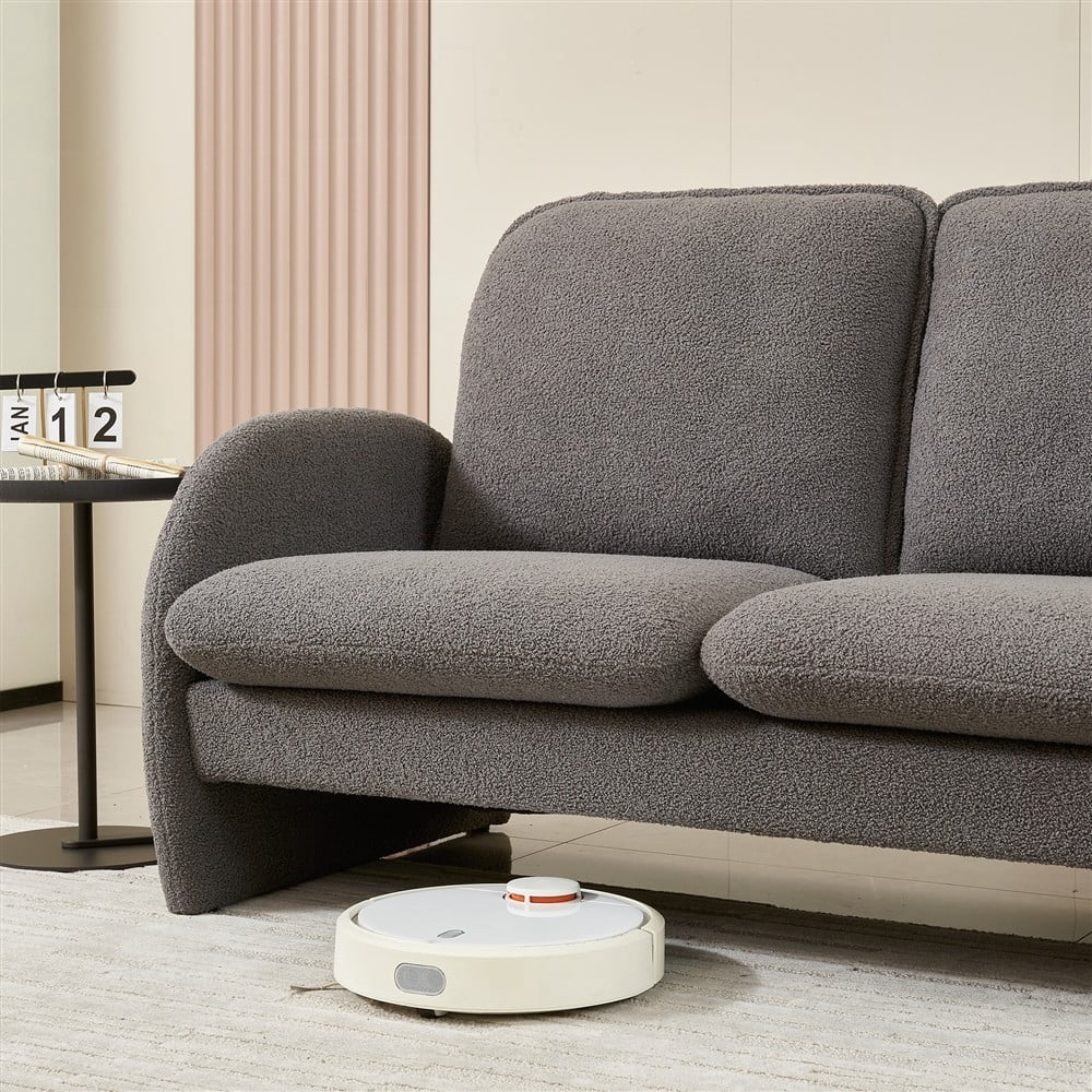 Modern 59" Loveseat Sofa - Small Couch for Apartment & Bedroom with Sherpa Fabric