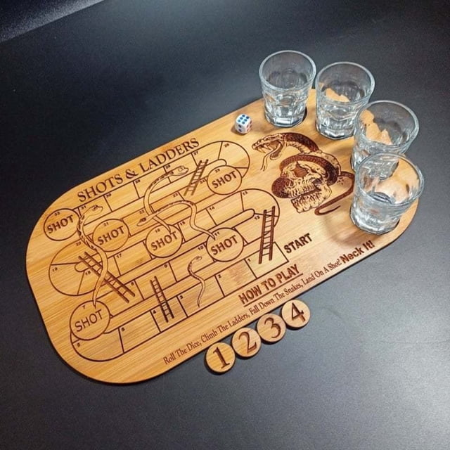 Juegos de Fiesta de Navidad Tiros Y Escaleras Juego de Bebida con Dados,Juego de Madera de 15x7.5In para Reuniones Divertidas con Amigos Y Familia,Juego de Beber de Ruleta de Tiro