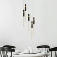 thumbnail image 5 of JoollySun 5 Lights Cluster Crystal Pendant Light Modern LED Hanging Ceiling Light in Black and Gold, 5 of 7