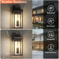 thumbnail image 3 of Lawyettle 24.9-Inch Dusk to Dawn Outdoor Wall Light, 3-Light Large Exterior Wall Lantern with Glass, Waterproof Oil Rubbed Bronze Wall Mount Sconce for Porch Patio Garage Garden, 3 of 9