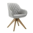 thumbnail image 2 of Art Leon Mid Century Accent Chair for Living Room, Faux Leather Swivel Desk Chair with Wood Legs, Light Gray, 2 of 7