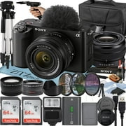 Sony ZV-E1 Mirrorless Camera (Black) with FE 28-60mm Lens + 2 Pack SanDisk 64GB Card + Case + Tripod + Flash + ZeeTech Accessory Bundle