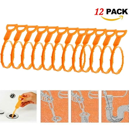 12 Pack Drain Snake Hair Drain Clog Remover Cleaning Tool-Easiest Way Hair (Best Way To Snake A Drain)