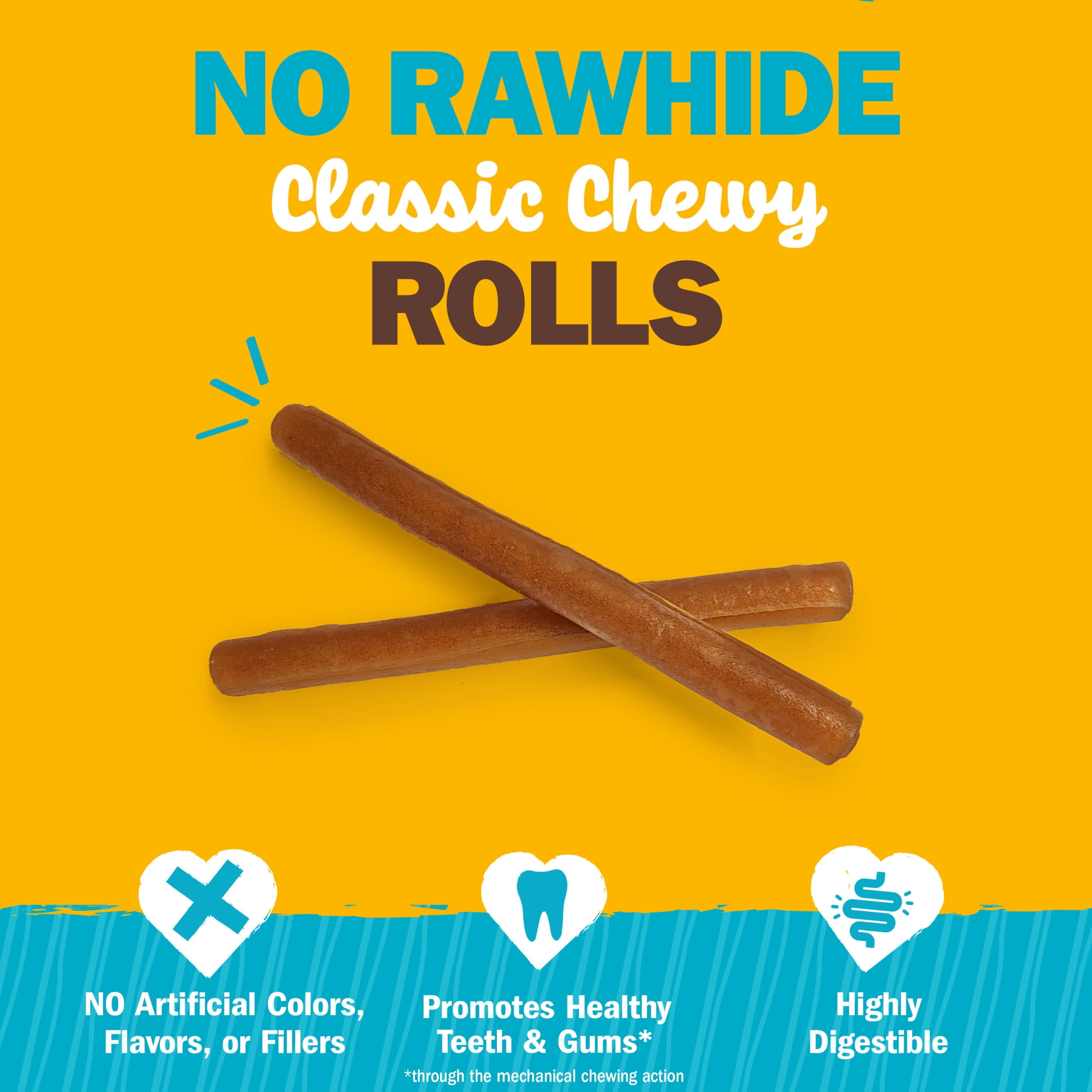 Cadet Chewalicious Dog Treats Chewy Rolls, Rawhide Free Chew Sticks for Dogs, Peanut Butter Flavor, 10 Count