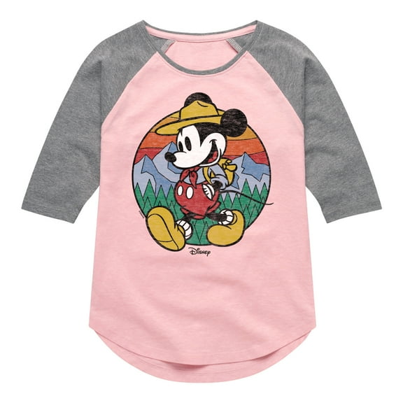 Disney - Mickey & Friends - Going on a Hike through the Woods - Toddler And Youth Girls Raglan Graphic T-Shirt