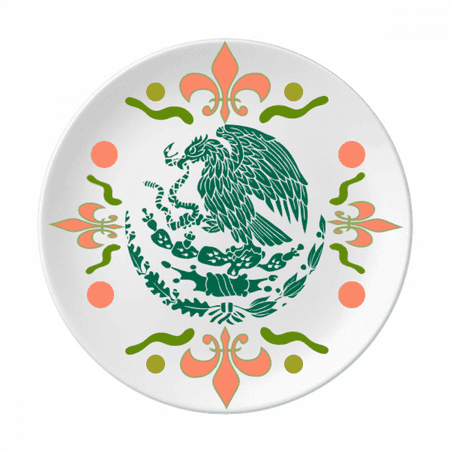 

Mexico National Emblem Country Flower Ceramics Plate Tableware Dinner Dish
