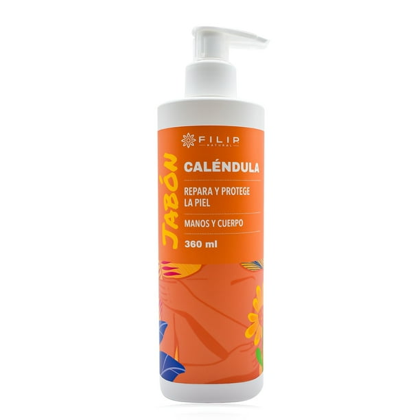 FILIP NATURAL, Jabón De Caléndula, Auxiliar En Pieles Secas y/o Sensibles, Escoriaciones y Quemaduras, 360ml.