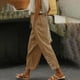 thumbnail image 1 of WILLBEST Pantalones Casuales elegantes para Mujer para Uso Diario: Pantalones de Moda de Color Sólido con Encaje, Cintura Alta, Bolsillo con Cordón, Largo 9/10 Mediana, 1 of 5