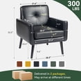 thumbnail image 3 of Upholstered Accent Chair Set of 2, Mid Century Modern PU Leather Armchair, Comfy Living Room Reading Chair with Thick Cushion for Bedroom Home Office (Black), 3 of 10