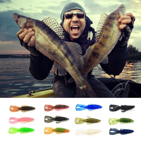 AURORA TRADE 10Pcs 8cm/4.5g Artificial Bait Smooth Realistic PVC Colorful Worm Fishing Bait for Freshwater