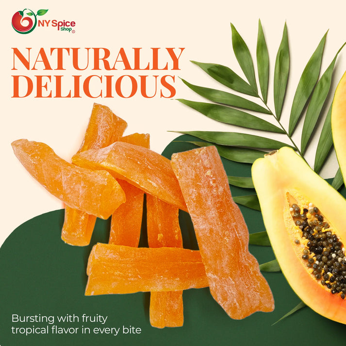 NY SPICE SHOP Dried Papaya Spears - 3 Pound - Sweet Papaya Strips - Tropical Papaya Spears - Dried Papaya Fruit - Dehydrated Papaya Slices - Tropical Candied Papaya