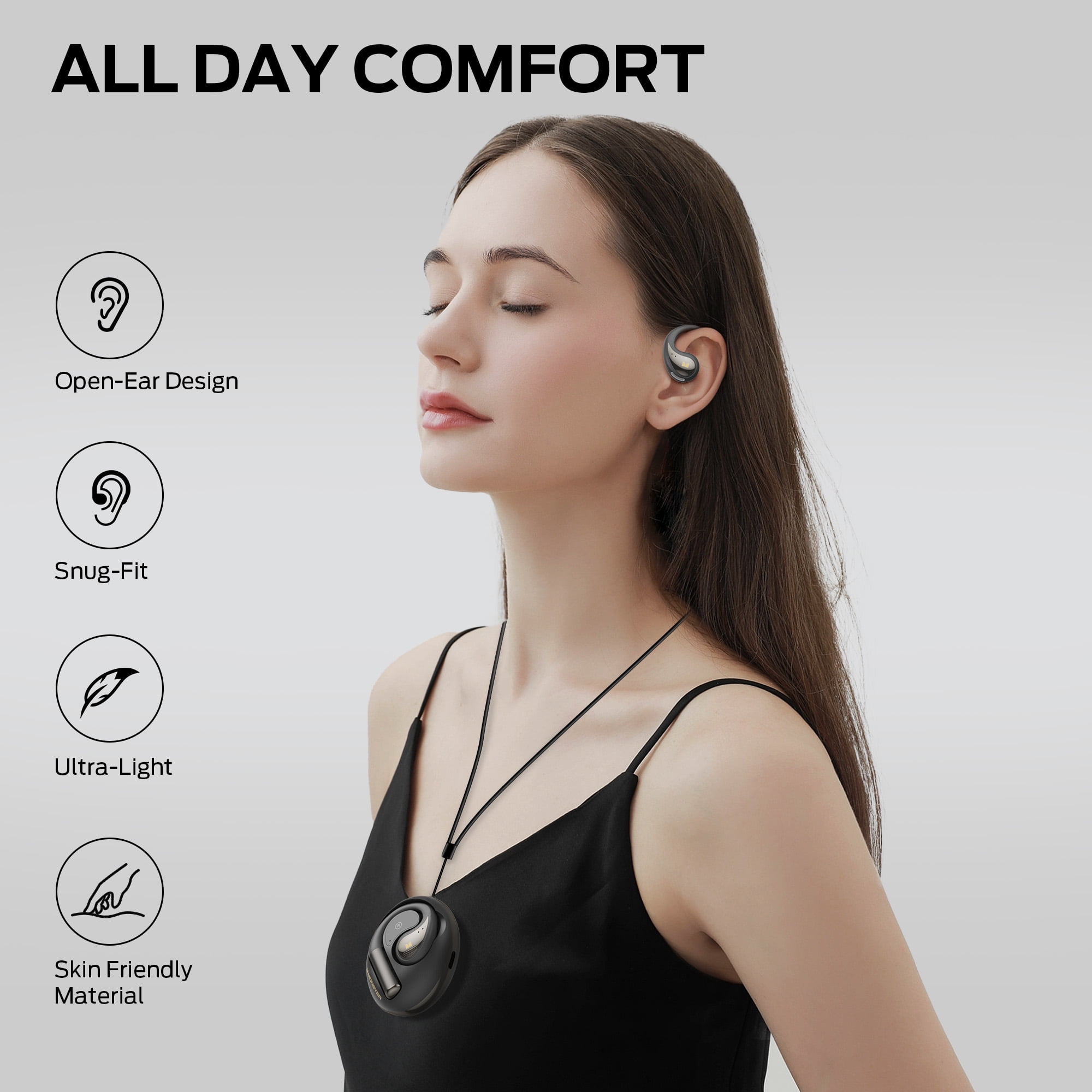 Monster Open Ear AC335 Headphones, Bluetooth 5.4 Wireless Headphones with Stereo Sound, 24H Playback, Crystal Clear Calls, Stylish Rotating Case with Lanyard, Sweat Resistant Open Ear Wireless Earbud