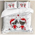 thumbnail image 3 of Christmas Decorations Twin Size Duvet Cover Set, Soul Mates Love With Santa Costume Family Romance Winter Night Picture, Decorative 2 Piece Bedding Set with 1 Pillow Sham, Red White, by Ambesonne, 3 of 3