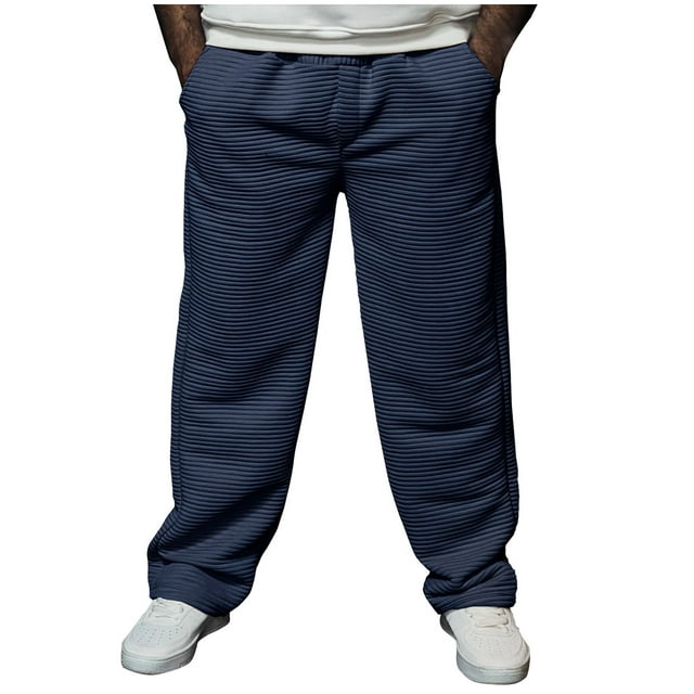 Ceisia Men Casual Sport Solid Color Pants Elastic Waist Drawstring Pocket Gift Trousers