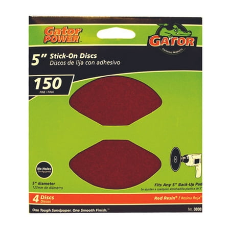 

2PC Ali 3000 Gator 5 Inch Adhesive Back Aluminum Oxide Sanding Discs 150 Grit Fine 4 Pack