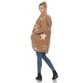 thumbnail image 3 of White Mark Women's Maternity Star Print Hooded Open Front Sherpa Coat, 3 of 6