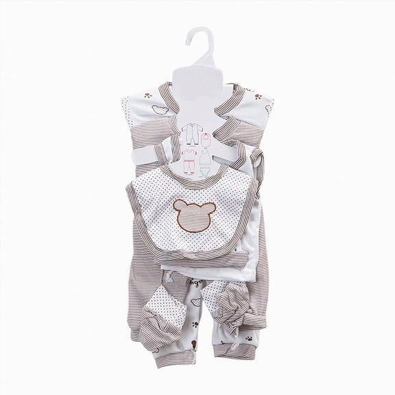 Zuwimk Newborn Boy Girl Clothes Sets Cotton Long Sleeve Romper Jumpsuits Unisex Outfits With Baby Mittens Hats Gloves 8Piece(A109-Grey)