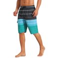 thumbnail image 4 of INSPIRE CHIC Men's Striped Drawstring Waist Vacation Beach Shorts with Pockets 30 Black Green, 4 of 4