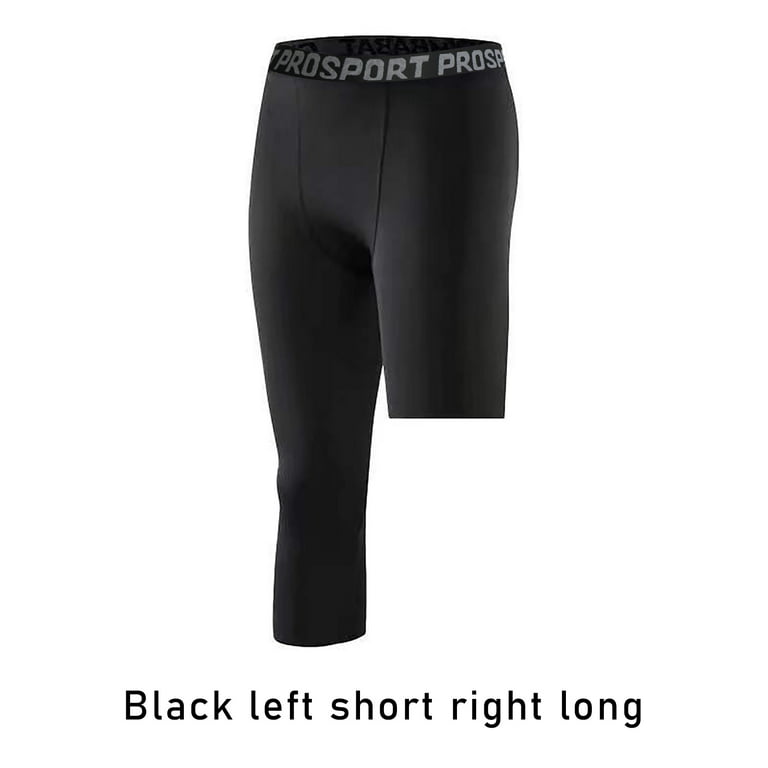 One Leg Compression Tights Full Length for Basketball Single Leg Long Pants  Sports Base Layer Leggings Black L 
