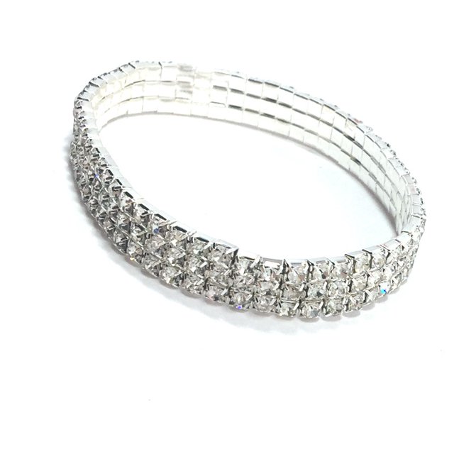 Pulsera tobillera de cristal elástica con diamantes de fila de diamantes flash europea y americana multicapa opcional oro plateado