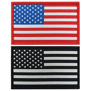 Anley Tactical USA Flag Patches (2 Pack) Forward & Reversed - 2x 3 Black & Gray American Flag Military Uniform Emblem Patch - Loop & Hook