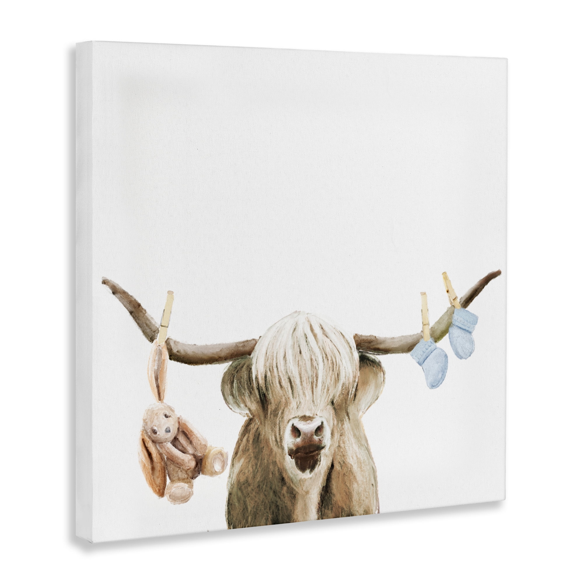 Highland Cow Baby Boy Canvas Wall Art, design by Ali Lynne