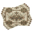 thumbnail image 3 of Ambesonne Ethnic Floral Table Runner & Placemats, Art Floral Atmosphere, Placemat 4 pcs + Runner 14"x90", Olive Green Sand Brown, 3 of 4