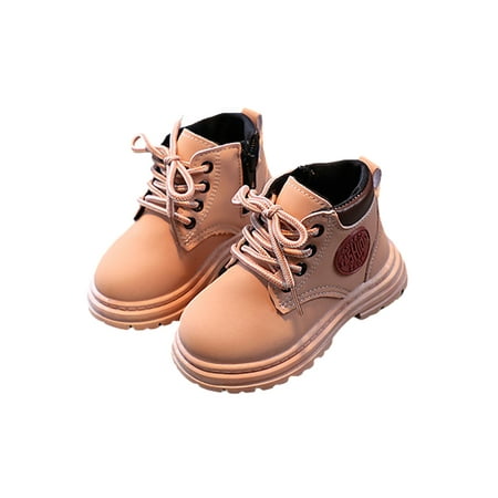 

Rockomi Kids Non-Slip Combat Booties Side Zipper Work Boot Walking Outdoor Breathable Round Toe Pink 13C