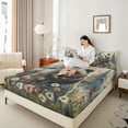 thumbnail image 4 of Feelyou Rustic Bear Boy Full Size Sheets, Vibrant Groovy Floral Bed Sheets, 4-Piece, 4 of 7